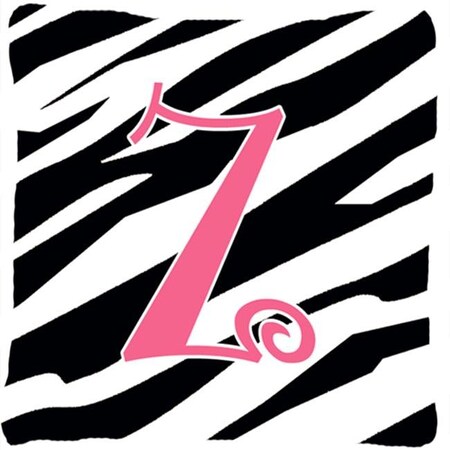 Carolines Treasures Carolines Treasures CJ1037-ZPW1414 14 x 14 in. Monogram Initial Z Zebra Stripe and Pink Fabric Decorative Pillow CJ1037-ZPW1414